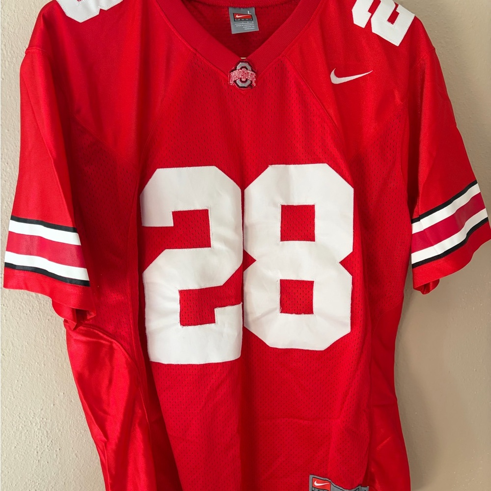 Ohio State Buckeyes Nike Red Football Jersey with Number 28